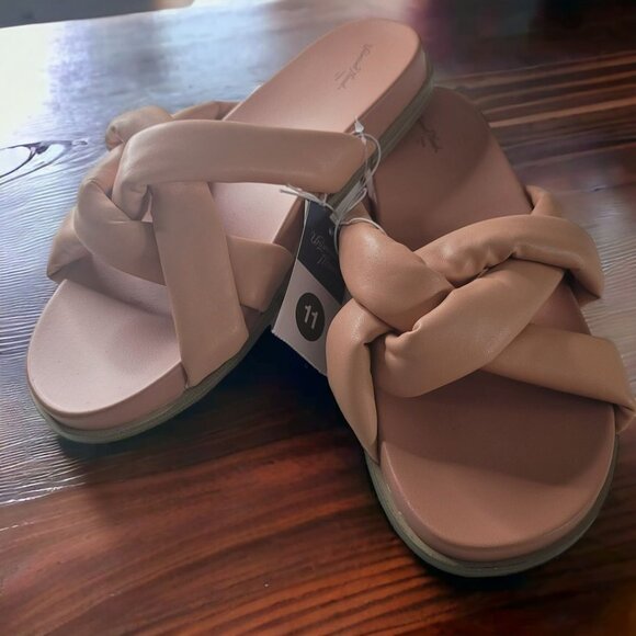 Universal Threads Puff Vinyl Sandals Coral Slip On Slides Woven Womens 11 - Picture 7 of 7